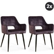 2x Eetkamerstoel Ray - Velvet Antraciet (Set van 2)