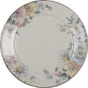 Clayre & Eef Ontbijtbord  Ø 20 cm Beige Roze Porselein Bloemen Bord