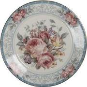 Clayre & Eef Ontbijtbord  Ø 21 cm Wit Porselein Bloemen Bord