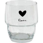 Clayre & Eef Waterglas  100 ml Glas Hart Love Drinkbeker