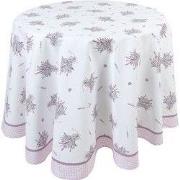 Clayre & Eef Tafelkleed  Ø 170 cm Wit Paars Katoen Rond Lavendel Tafel...
