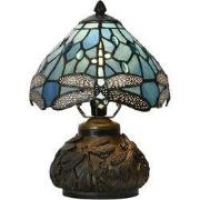 LumiLamp Tiffany Tafellamp  Ø 20x28 cm Blauw Glas Libelle Tiffany Bure...