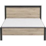 Tweepersoonsbed met eiken en zwart decor - 140x190 cm - Colorado.
