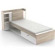 Bed van 90x190/200 cm met 1 lade en 1 vak - L124,5 cm