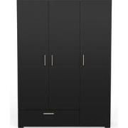 Kast met 3 deuren, 1 lade en kledingstang met legplank - L134,6 cm