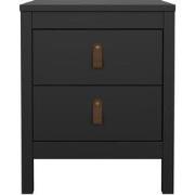 Nachtkastje met 2 lades matzwart B43,8 cm  BARCELONE
