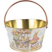 Clayre & Eef Decoratie Mand  Ø 19x10 cm Wit Aluminium Konijn Emmer