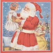 Clayre & Eef Servetten Papier Set van 20 33x33 cm Blauw Rood Kerstman