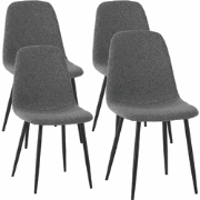 Set van 4 Scandinavische Eetkamerstoelen Grijs Bouclé Stof Swift - Zon...