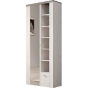 Meubella - Schoenenkast Linford - Wit eiken - 80 cm - Met spiegel