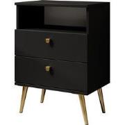 Meubella - Nachtkastje Hidde - Zwart - 50 cm