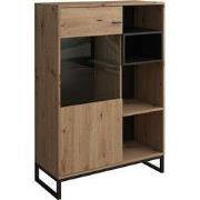 Meubella - Vitrinekast Ozzy - Eiken - Zwart - 90 cm