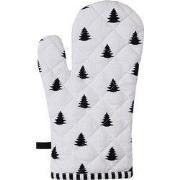 Clayre & Eef Ovenwant  18x30 cm Zwart Wit Katoen Kerstboom Ovenhandsch...