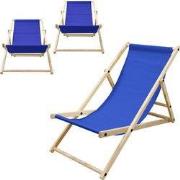 Set van 3 opvouwbare ligstoel donkerblauw hout verstelbare rugleuning ...