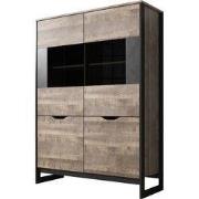 Meubella - Vitrinekast Acasia - Grijs - Eiken - 108 cm