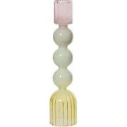 Kandelaar glas d5,5h24 cm multi