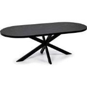Stalux Plat ovale eettafel 'Noud' 240 x 100, kleur zwart / zwart marme...