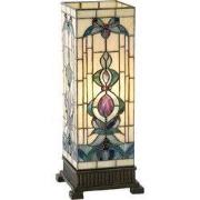 LumiLamp Tiffany Tafellamp  18x18x45 cm  Beige Blauw Glas Rechthoek Ti...