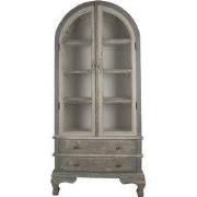 Clayre & Eef Vitrinekast  95x41x200 cm Grijs Beige Hout Glas Buffetkas...