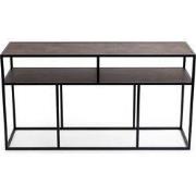 Stalux Side-table 'Teun' 150cm, kleur zwart / lederlook bruin