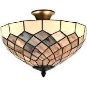 LumiLamp Plafondlamp Tiffany  Ø 41x24 cm Grijs Glas Tiffany Lampen