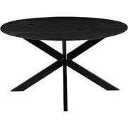 LABEL51 Eetkamertafel Otis - Zwart - Mangohout - 130 cm - Rond