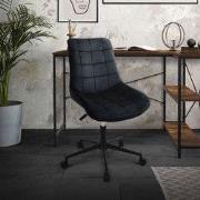 Bureaustoel op wielen zwart met fluwelen bekleding en metalen frame ML...
