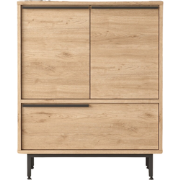 Schoenenkast met 2 deuren en 1 klep in notendecor - H90,4 cm