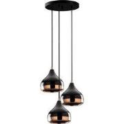 Hanglamp van zwart en koperkleurig metaal met bolvormige basis D37 cm ...