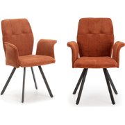 Set van 2 fauteuils in stof met zwarte metalen poten L62 cm - MERY