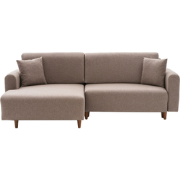 Hoekbank met slaapfunctie en linkse chaise longue in stof L246 cm - MA...