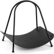 Houthouder design in zwart metaal H50 cm