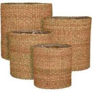 Mica Decorations Mand Dave - 54x54x54 cm - Zeegras - Licht Bruin - Set...