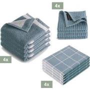 I2T Keukenset - 4x Keukendoek + 4x Theedoek + 4x vaatdoek - Blauw