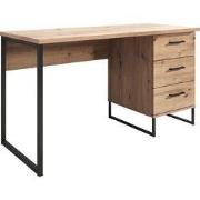 Meubella - Bureau Saturn - Eiken - Zwart - 138 cm