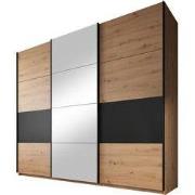 Meubella - Kledingkast Saturn - Eiken - Zwart - 263 cm - Met spiegel