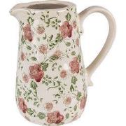 Clayre & Eef Decoratie Kan  16x11x18 cm Roze Beige Keramiek Bloemen Wa...
