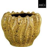 Mica Decorations Bloempot Thom - 27.5x27.5x22 cm - Keramiek - Geel