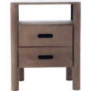 Nachtkastje Naturel Mangohout - 45x38x57cm - 2 Lades - Doria