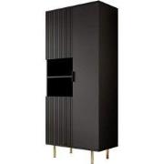 Meubella - Vitrinekast Nicola - Mat zwart - 80 cm