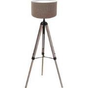 Mexlite - vloerlamp - Triek - zwart - hout linnen - Ø 75cm - E27 - 409...