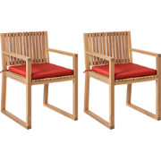 SASSARI PREMIUM - Tuinstoel set van 2 - Lichtbruin/Rood - Acaciahout