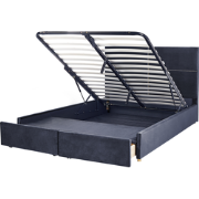 VERNOYES - Bed met opbergruimte - Zwart - 180 x 200 cm - Fluweel