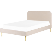 FLAYAT  - Tweepersoonsbed - Lichtbeige - 160 x 200 cm - Fluweel