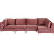 EVJA - Hoekbank 5-zits - Roze - Linkerzijde - Fluweel