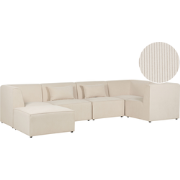 LEMVIG - Hoekbank 5-zits - Lichtbeige - Linkerzijde - Corduroy