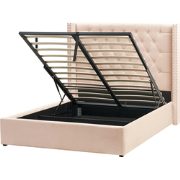 LUBBON  - Bed met opbergruimte - Beige - 140 x 200 cm - Fluweel