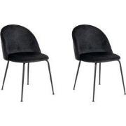 QUVIO Zwarte eetkamer stoel Lowen - Fluweel - Staal - Zwart - Set van ...