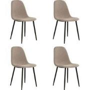 QUVIO Eetkamerstoel Lilly - Polyester - Staal - Lichtbruin - Set van 4