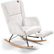 Aemely® Schommelstoel 'Relax' - Wit Ribstof, Blank Hout